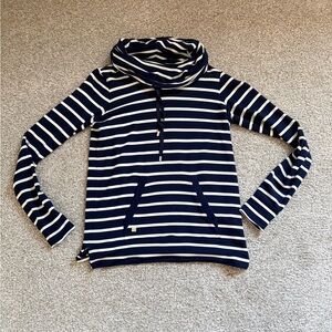 Lauren Ralph Lauren Striped Cowl Neck Sweater - Navy and White